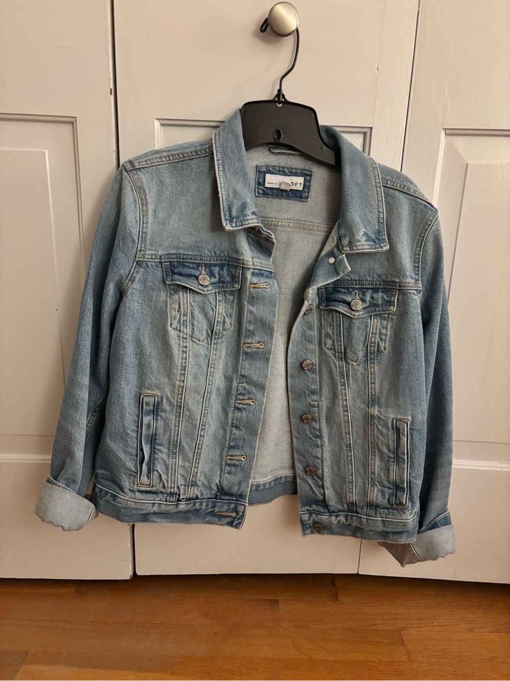 LOFT Light Wash Denim Jacket - Classic Button Front S